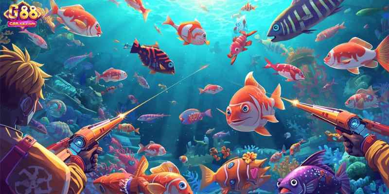 A fish shooting game is an interactive arcade or online game