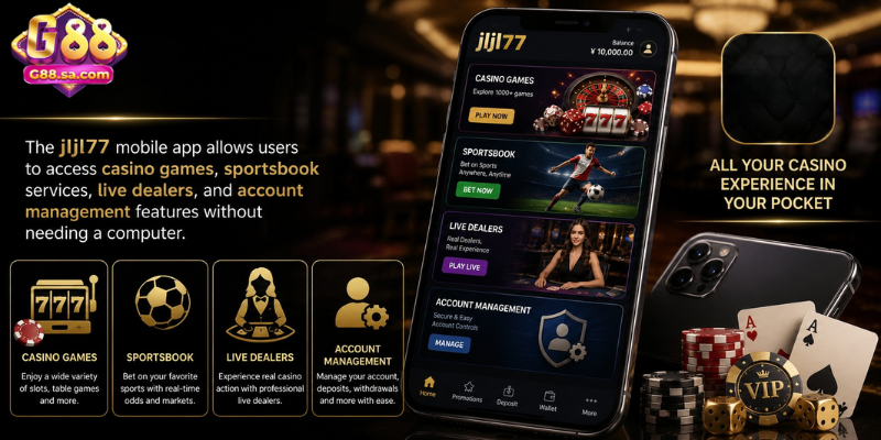 The jljl77 mobile app allows users to access casino games,